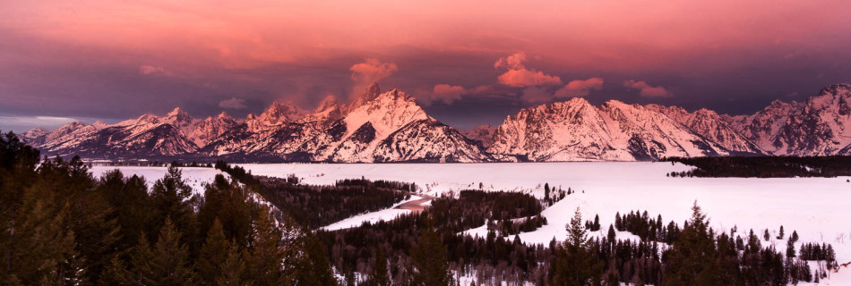 Alpenglow Over Teton Mountains